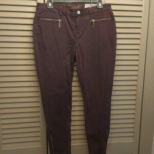 Jennifer Lopez Burgundy Leg Zip Skinny Ankle Jeans SZ 10.